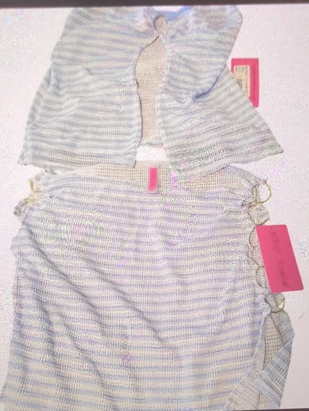 Betsey Johnson Light Blue and White Striped Knit Bandeau Set